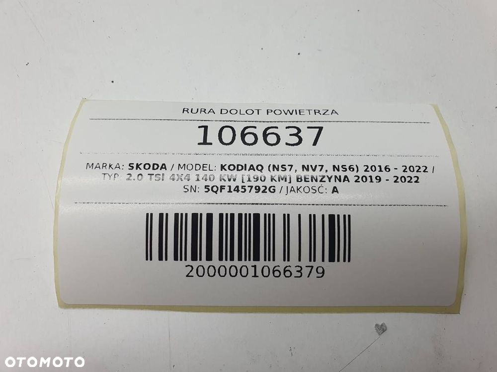 RURA DOLOT POWIETRZA 5QF145792G KODIAQ 2.0 TSI - 5