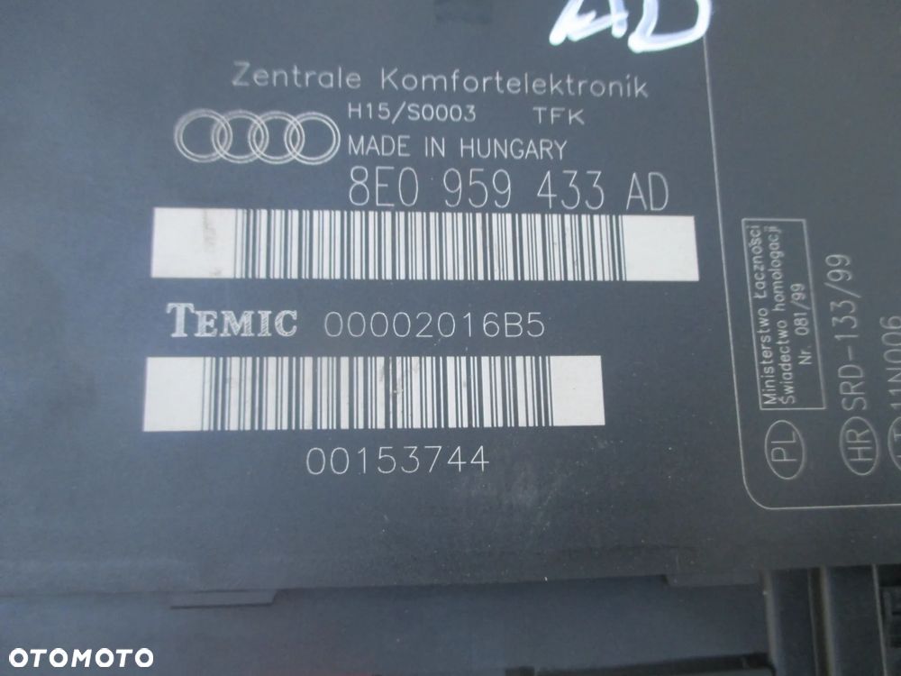 Moduł komfortu AUDI A4 B6 8E0959433AD - 2