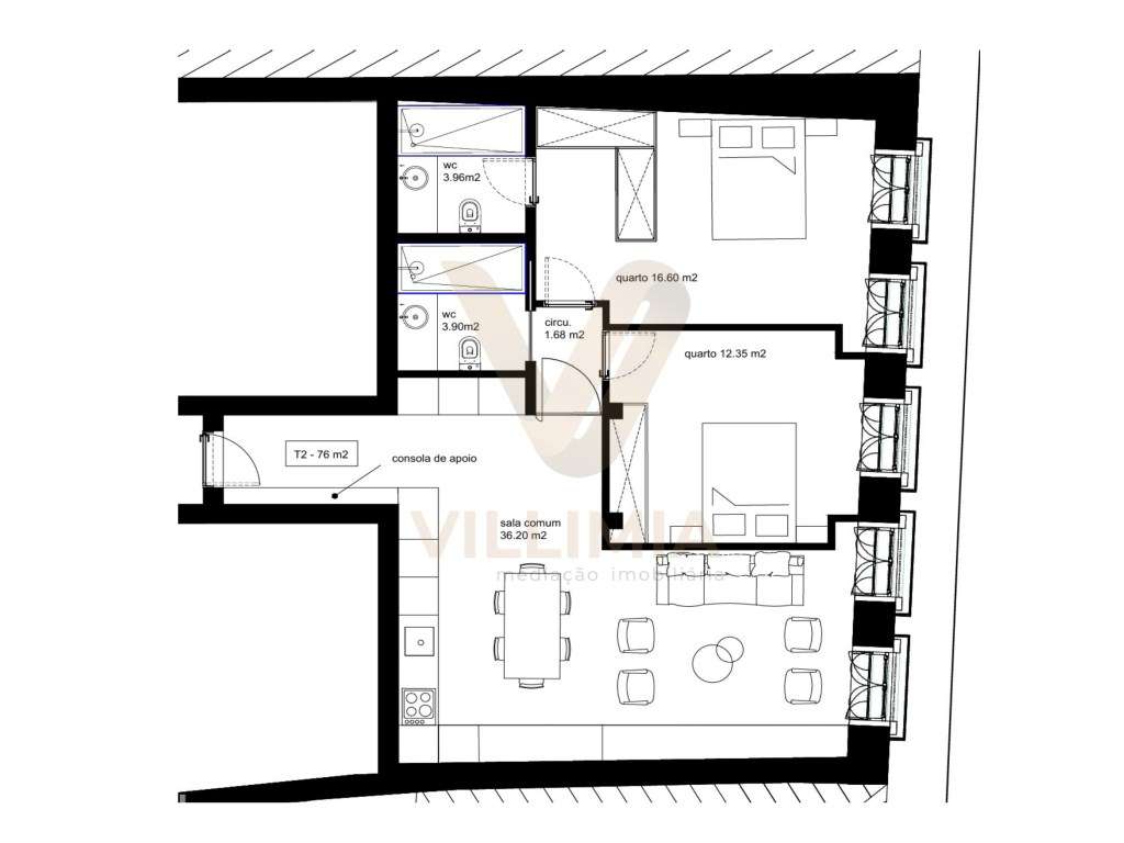Apartamento T2 no Centro Histórico de Ponte de Lima - Grande imagem: 3/15