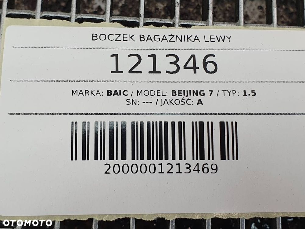 BOCZEK BAGAŻNIKA LEWY TAPICERKA OSŁONA BAIC BEIJING 7 X75 - 10