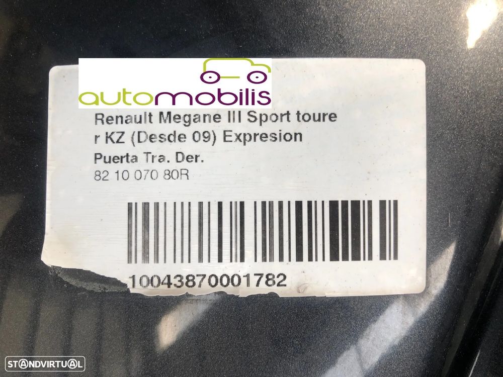 Porta Traseira Direita RENAULT MEGANE III Grandtour 1.5 dCi Ref. 821004555R - NO. 200038 - 2