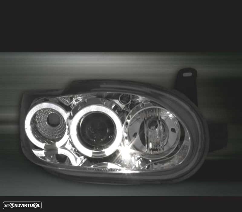 FARÓIS FRONTAIS ANGEL EYES PARA FORD ESCORT 95-99. FUNDO CROMADO - 3