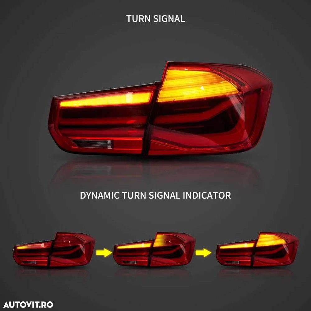 Set Stopuri Lampi LED BMW Seria 3 F30 Model LCI Facelift culoare Rosu - 4