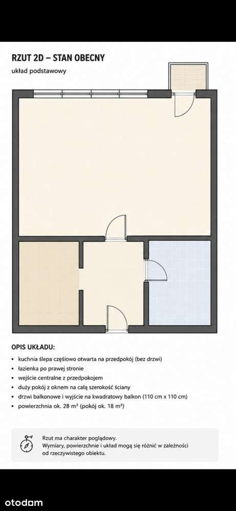 Mieszkanie z balkonem Mokotów Wyględów, 27.9 m²