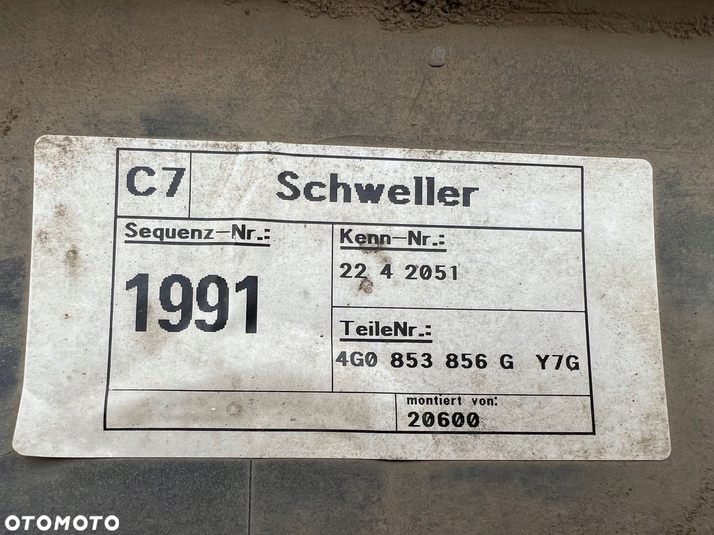 AUDI A6 C7 LY7G LISTWA NAKŁADKA PROGOWA PRAWA PRÓG PRAWY 4G0853856G - 8