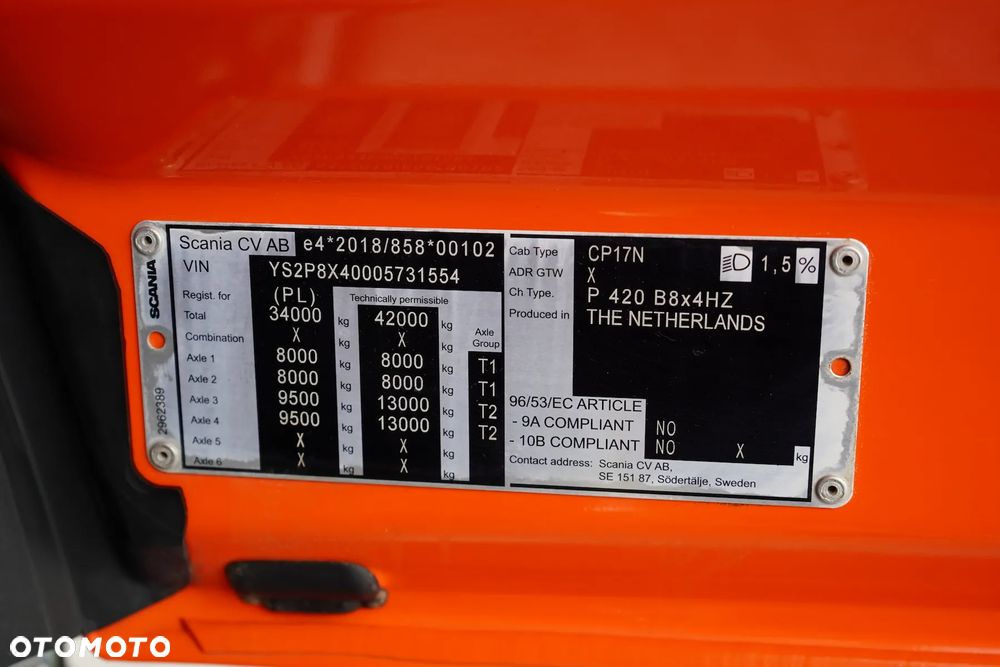 Scania / P 420 / XT / EURO 6 / WYWROTKA / 8 X 4 / ŁAD. 18 500 KG - 11
