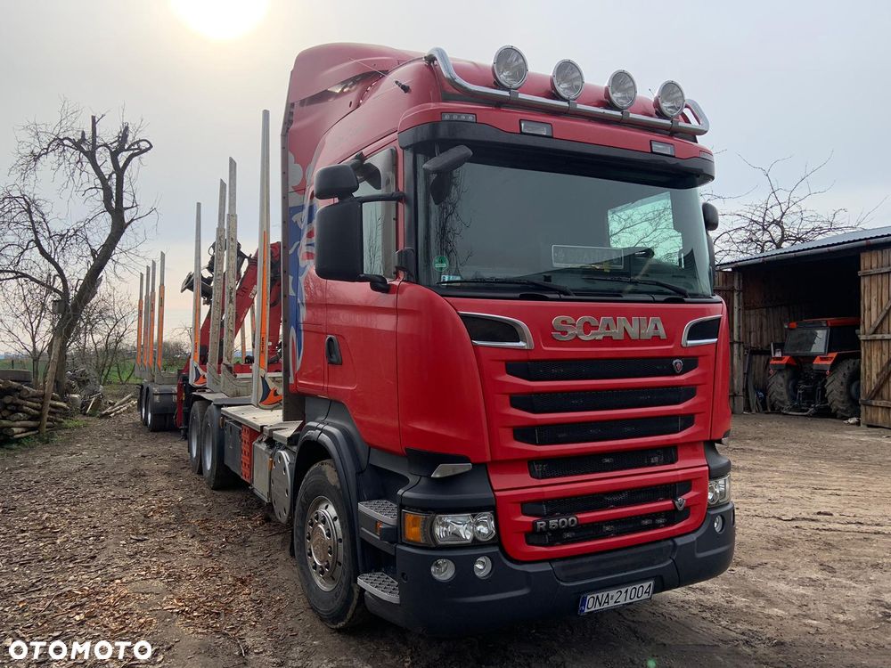 Scania R580 V8 2016r Scania R560 V8 2014r Scania R500 V8 2013r do drewna drzewa lasu dłużycy kłody dźwig epsilon loglift wózek doll huttner przyczepa do transportu drewna - 27