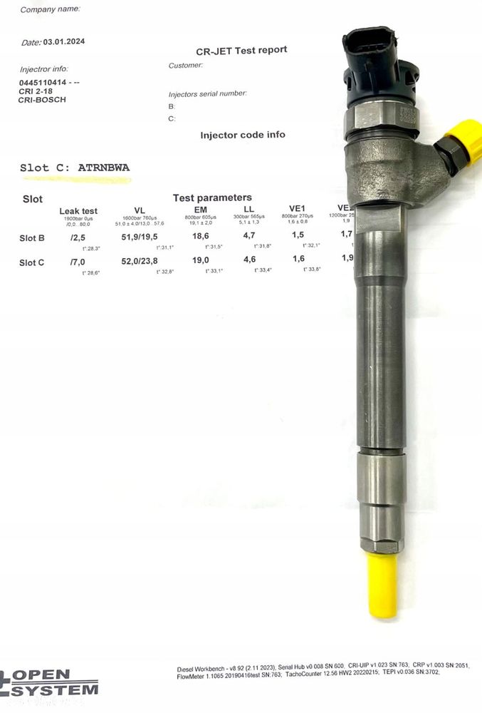 KOMPLET wtryskiwaczy 4SZT H8201055367 0445110414 1.6DCi - 2