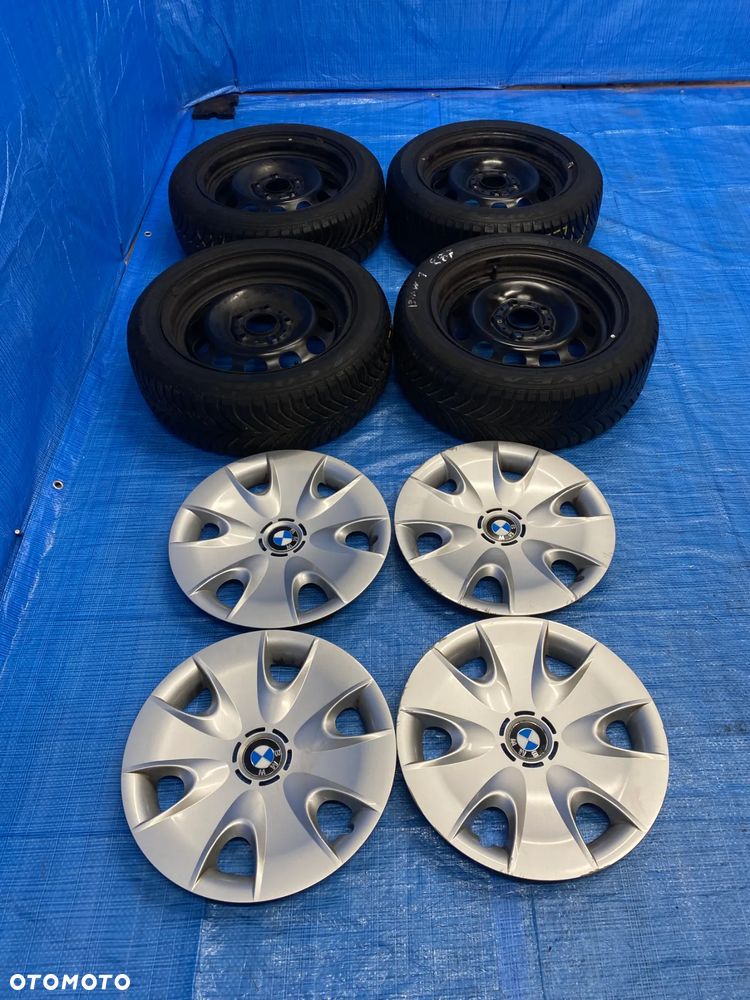 KOŁA KOŁO FELGA STALOWE 6,5J 16" 5X120; 72,6mm KOMPLET  OPONY CAŁOROCZNE RUNFLAT GOODYEAR 5,4mm  KOŁPAKI OE BMW 1 SERIA E81 E87  3 SERIA E36 E46 E90 E91 ITP. - 6