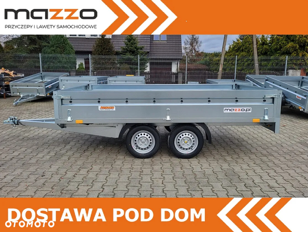 Neptun DOSTAWA! Przyczepa platforma wym. 320x168 SPAWANA! koła pod spodem N7-320 2 kps, wszystkie burty DEMONTOWALNE, lekka kat.B GN233