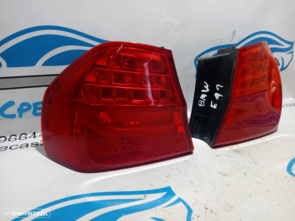 Conjunto Farolins Traseiro Tras Esquerdo Direito Led Original BMW Sedan Serie 3 E90 LCI Facelift 4871732 4871731 - 2