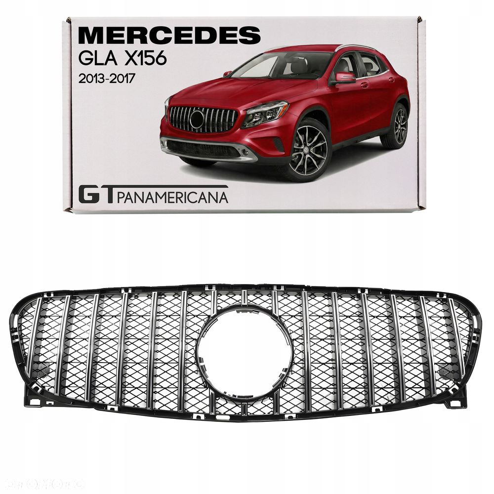 mercedes gla x156 2014-2016 grill gt panamericana srebrny - 1