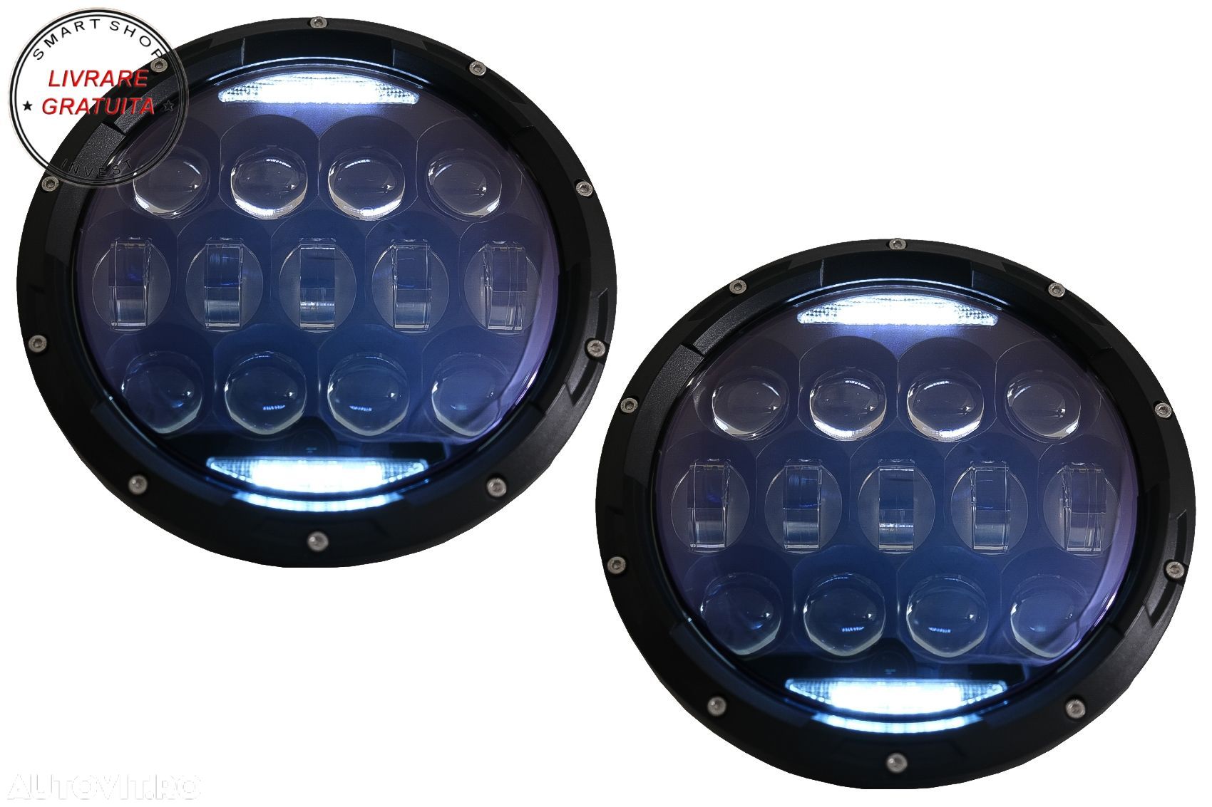 Faruri Full LED CREE Dublu Proiector Halo DRL Jeep Wrangler TJ & JK (1997-2018)- livrare gratuita - 1