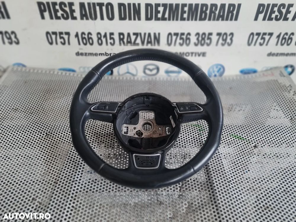 Volan Din Piele Cu Comenzi Airbag Rotund Audi A4 B8 Q3 Q5 A5 2.0 Tdi Euro 5 Cod Motor CJC Cutie Aut - 1