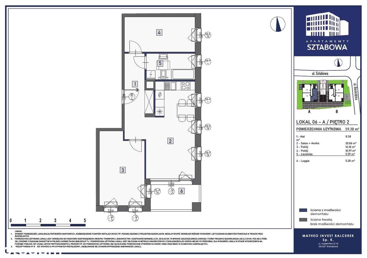 3-pokojowe mieszkanie 59m2 + loggia/budynek A