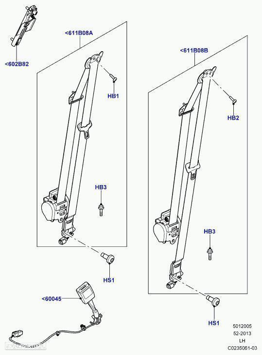 CINTO DE SEGURANÇA FRENTE DIREITO LAND ROVER RANGE ROVER EVOQUE - 1