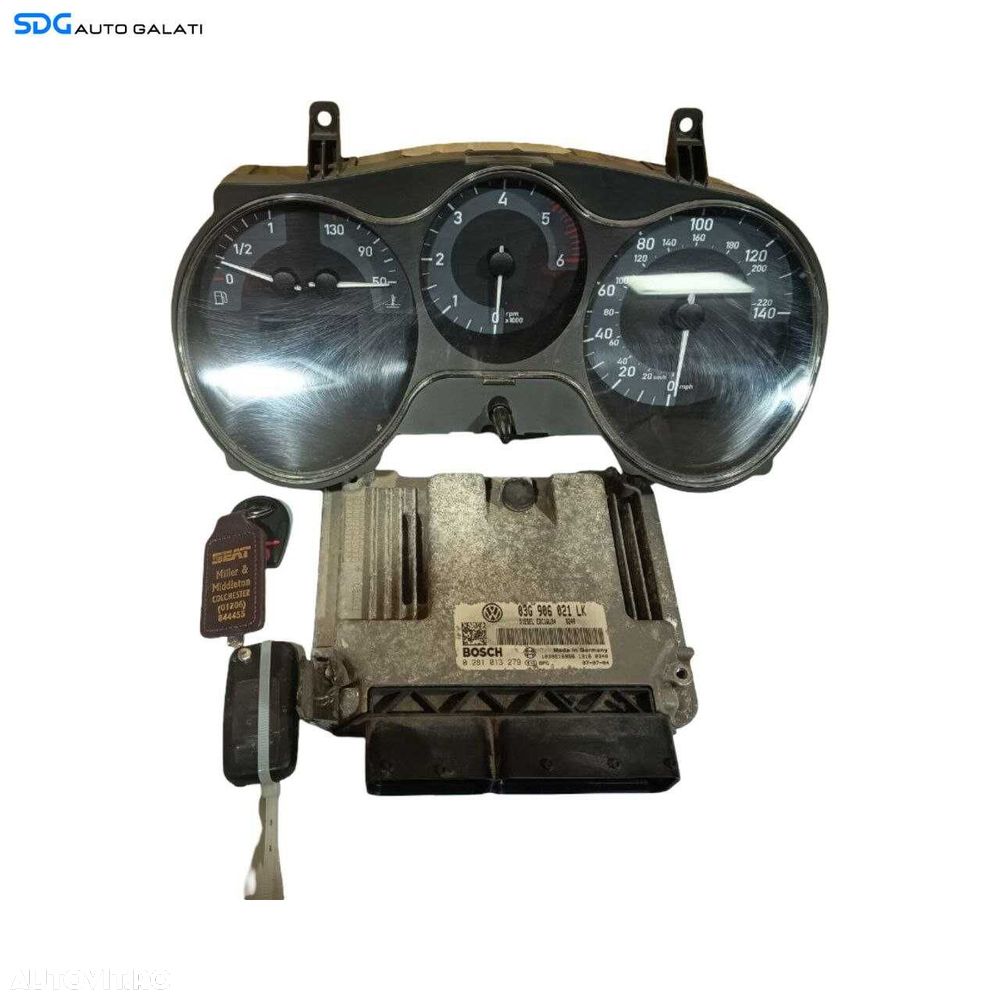 Kit Pornire ECU Calculator Motor Cip Cheie Imobilizator Ceas Ceasuri Cluster Instrumente Bord Seat Leon 1P 2004 - 2013 Cod 1P0920923C A2C53029632 03G906021LK 0281013279 1039S16958 [LR2283 LR2284] - 1