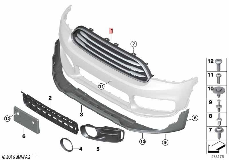 GRILL ATRAPA KRATKA ZDERZAKA MINI COOPER COUNTRYMAN R60 51137405396 - 2