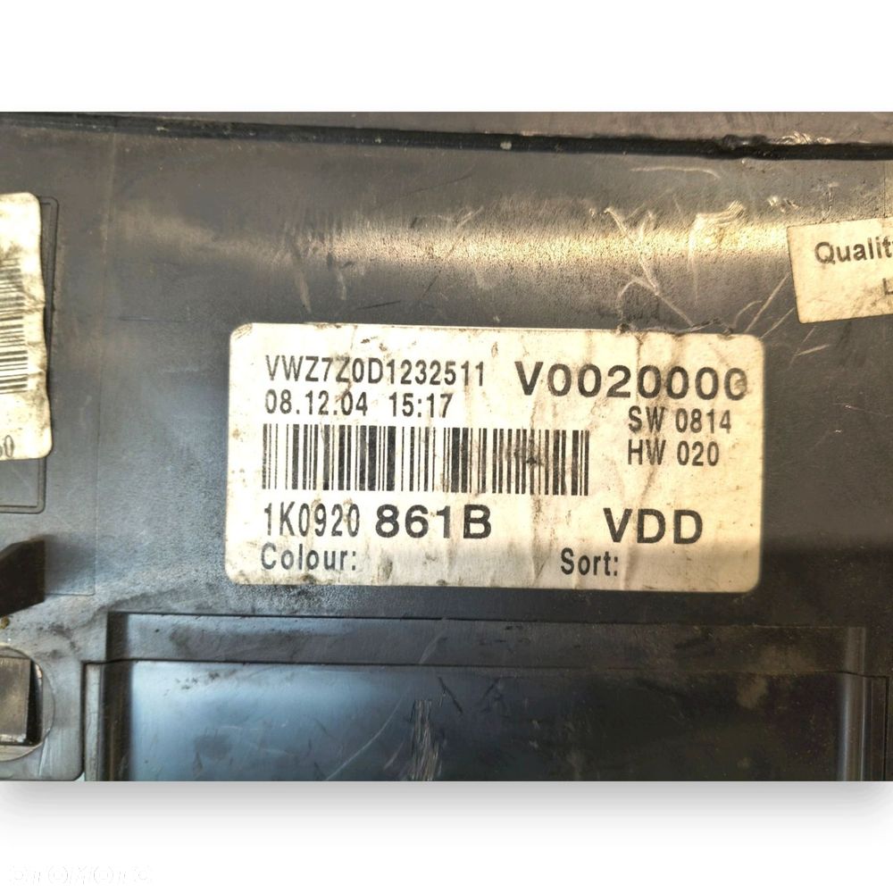 LICZNIK ZEGARY 1K0920861B VW Golf V 1.9 2.0 TDI Diesel 279 593km europa - 11