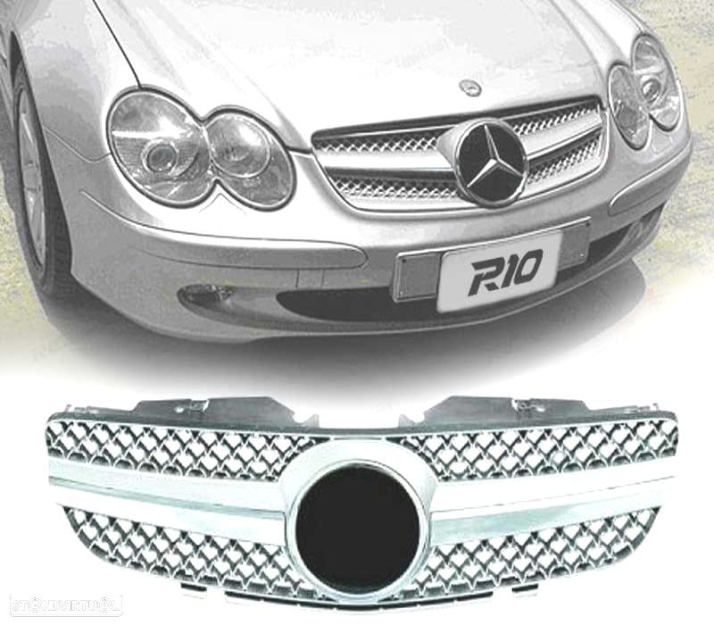 PARRILLA MERCEDES CLASSE SL R230 01-06 CROMADO PRETO LOOK DESPORTIVO - 1