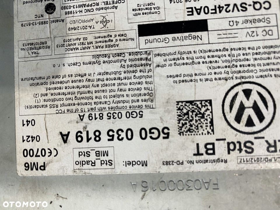 VW GOLF RADIO EKRAN 5G0035824 5G0035819A 5G0919605 - 2