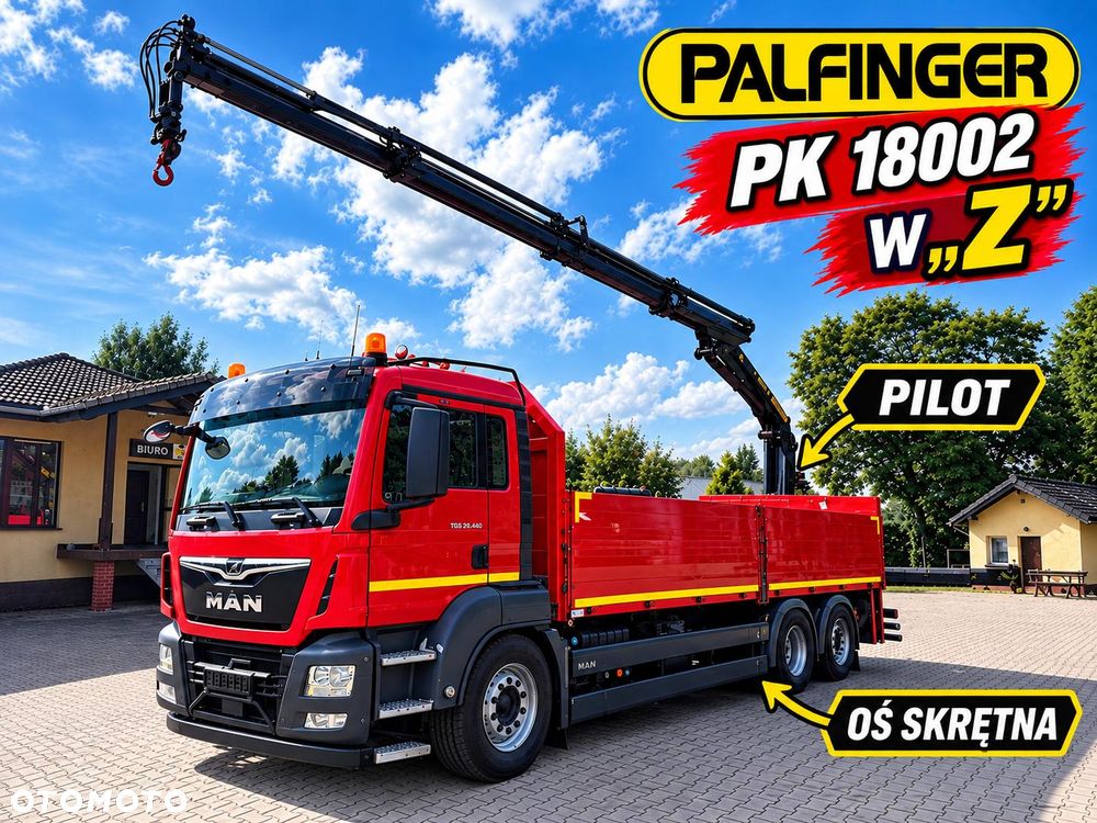 MAN 26.460 TGS skrzyniowy z HDS PALFINGER PK 18002 w "Z", PILOT, 374 t.km.!