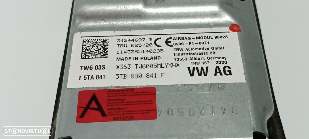 AIRBAG FRENTE INFERIOR ESQUERDO VOLKSWAGEN TIGUAN ADVANCE BMT - 2