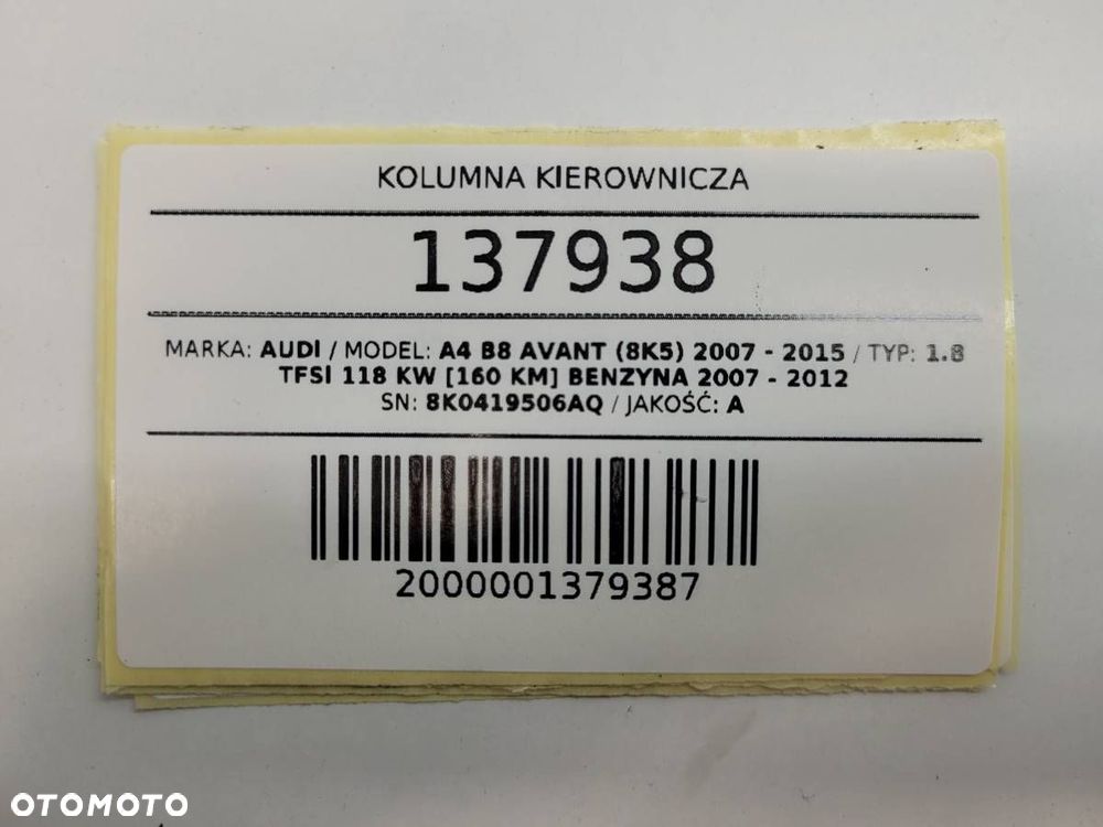 KOLUMNA KIEROWNICZA AUDI A4 B8 AVANT KOMBI 8K0419506AQ EUROPA - 9