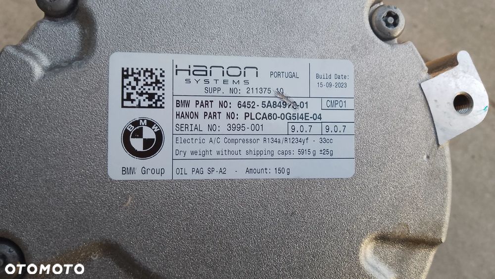 BMW G26 G60 IX I4 ELEKTRYCZNA SPRĘŻARKA KLIMATYZACJI 6452-5A84970-01 - 3
