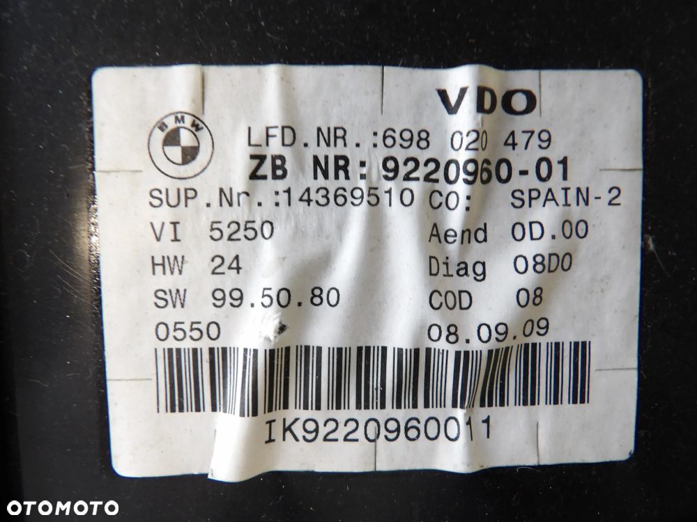 BMW - E92,E93 - LICZNIK , ZEGAR , PRĘDKOŚCIOMIERZ - 9220960 - 2