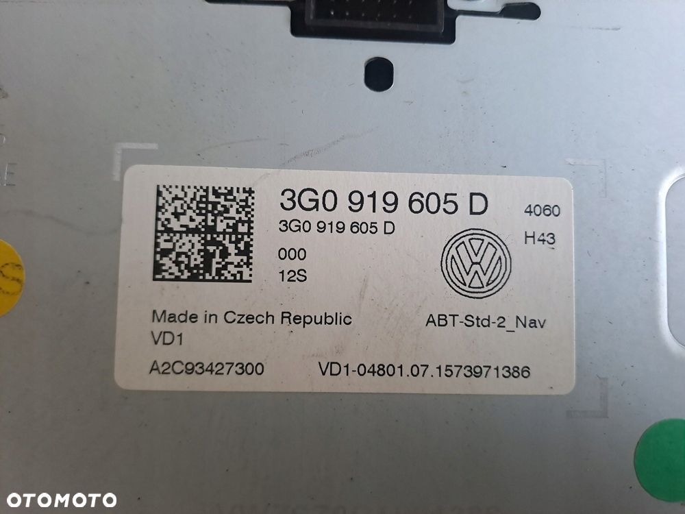 vw passat b8 ekran wyświetlacz radia nawigacji 3g0919605d - 2
