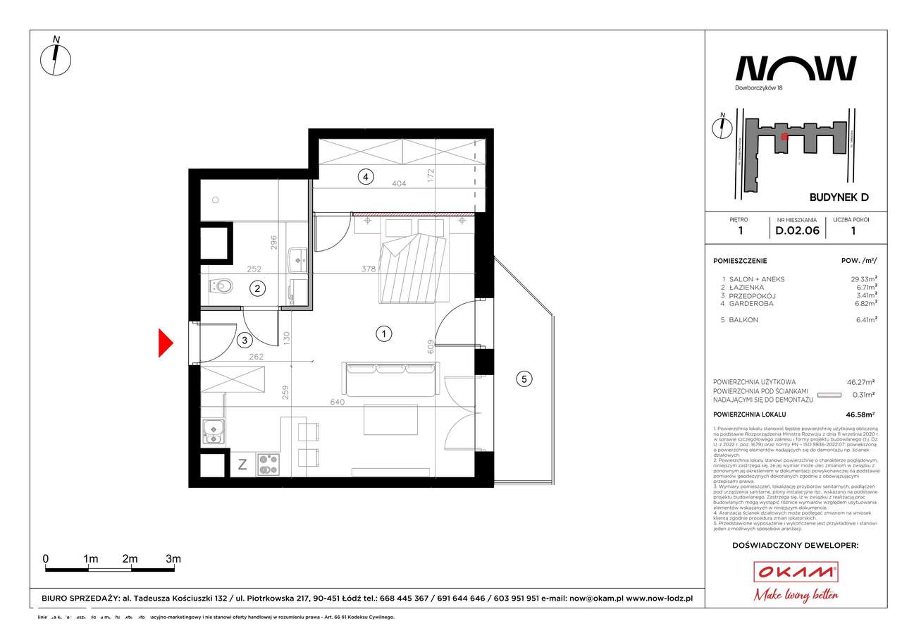 2-pokojowe mieszkanie 46m2 + balkon - Pełny obrazek: 2/8