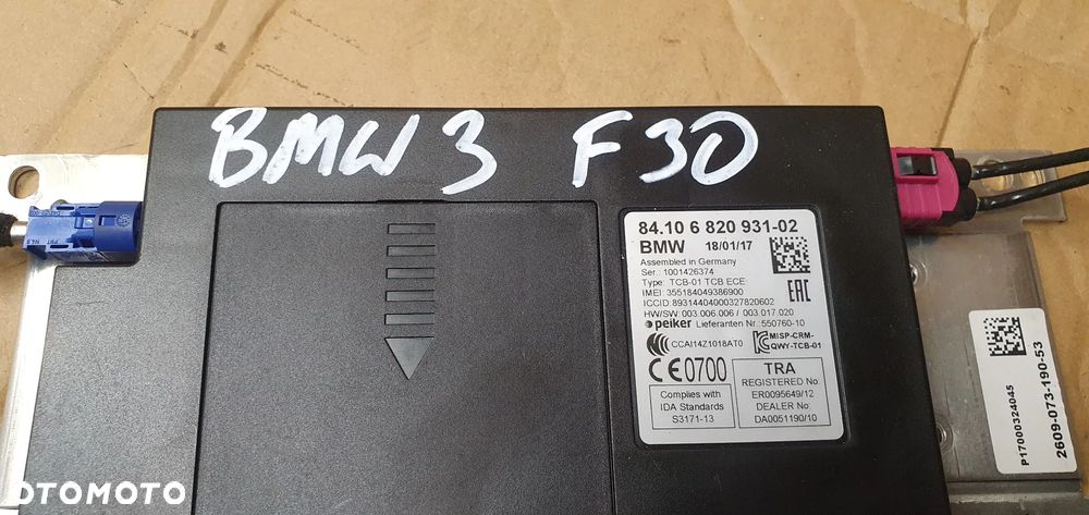 Moduł sterownik telematik bluetooth BMW 3 F30 F31 6820931 - 10