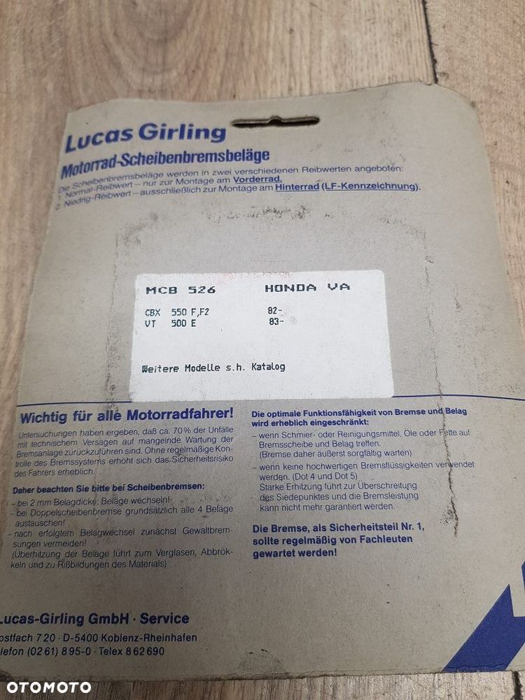 Klocki hamulcowe TRW-Lucas MCB 526 Honda CBX550F VT500E - 6