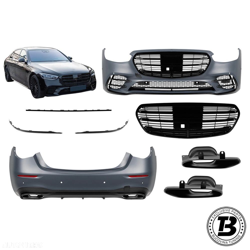 Pachet Exterior compatibil cu Mercedes S Class W223 Shadow Design - 1