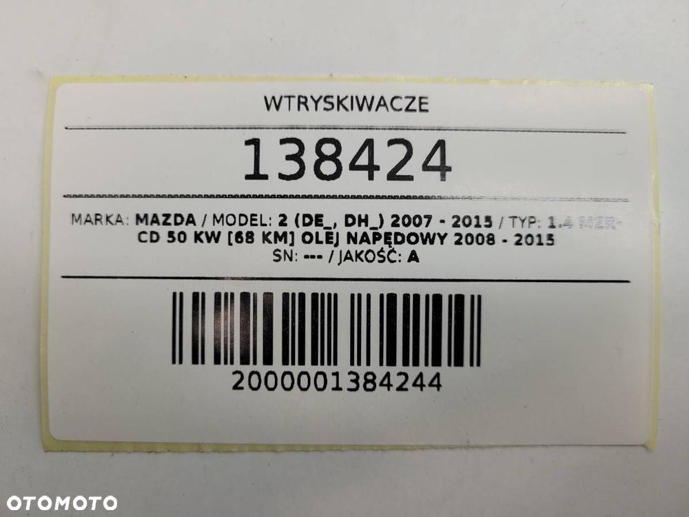 WTRYSKIWACZE KOMPLET 9663429280 1.4 TDCI HDI MAZDA 2 DE 2008 EUROPA - 7