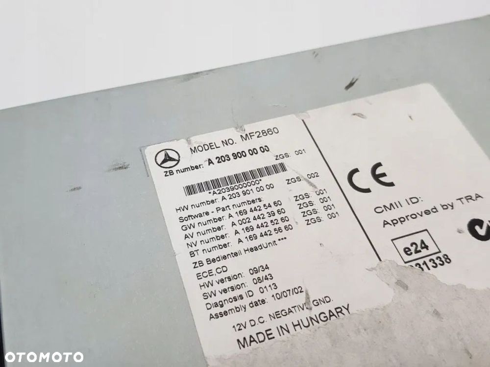ORYGINALNE RADIO CD MERCEDES CLC W203 A2039000000 - 5