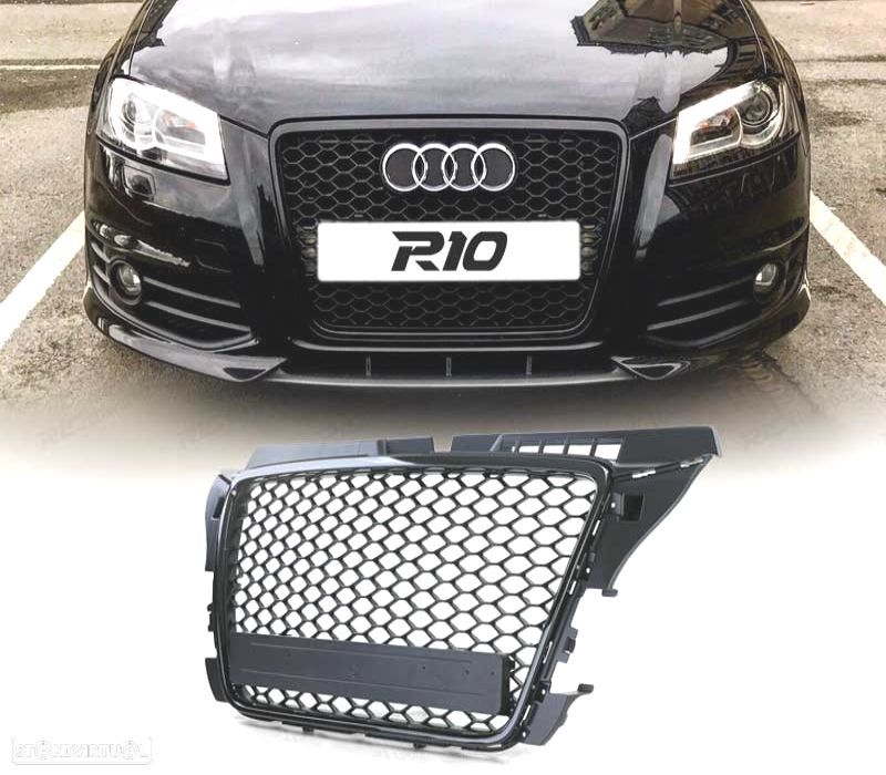 GRELHA FRONTAL AUDI A3 8P 08-12 PRETO BRILHANTE LOOK RS3 - 1