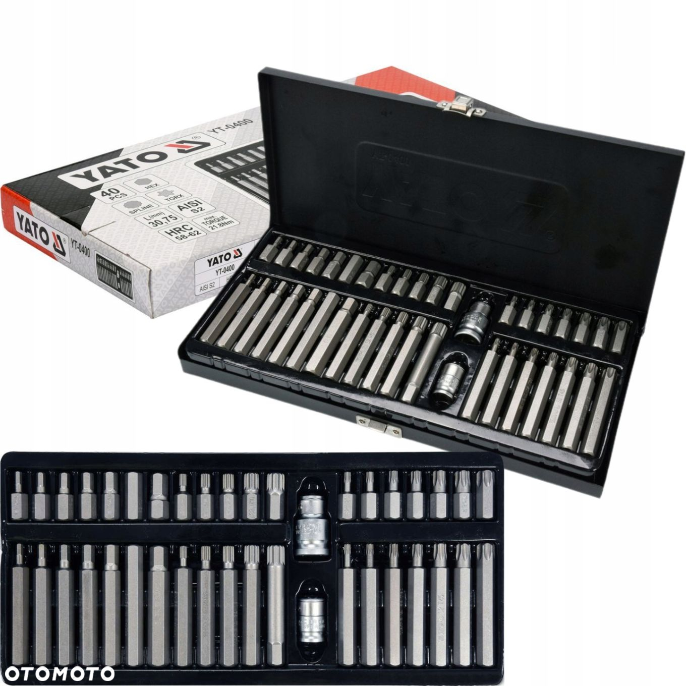 ZESTAW NARZĘDZIOWY 108el KLUCZY NASADOWE 2 GRZECHOTKI YATO BITY 40el TORX - 4