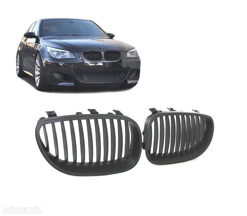 GRELHAS FRONTAIS BMW E60 E61 03-10 PRETO FOSCO LOOK M5 - 4