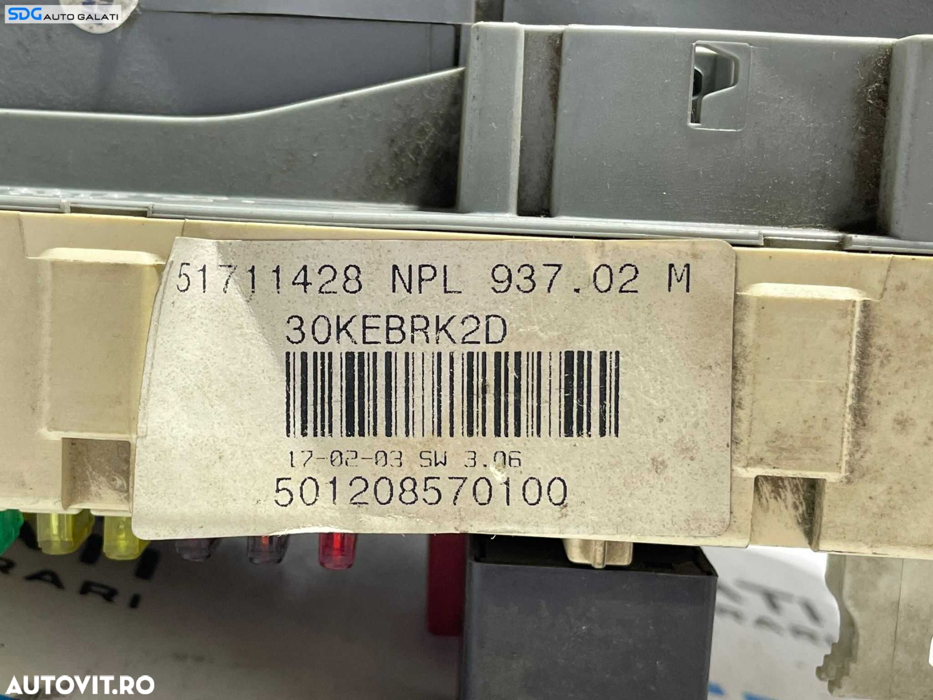 Unitate Calculator Panou Tablou Relee Sigurante Alfa Romeo 147 1.9 JTD 2000 - 2007 Cod 51711428 [L3130] [L3131] - 2