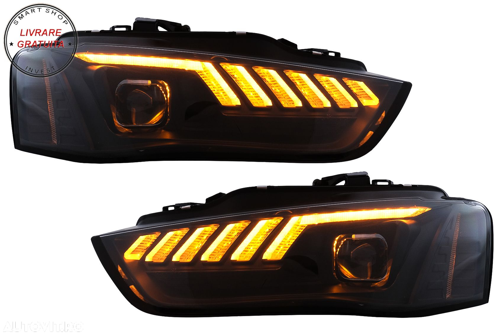 Faruri LED DRL Audi A4 B8.5 Facelift (2012-2015) Negru Semnal Dinamic- livrare gratuita - 8