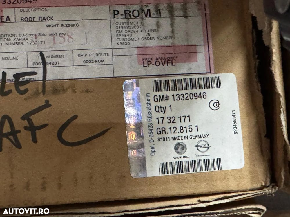 13320946 | Set Bari Portbagaj | Opel Zafira C - 1