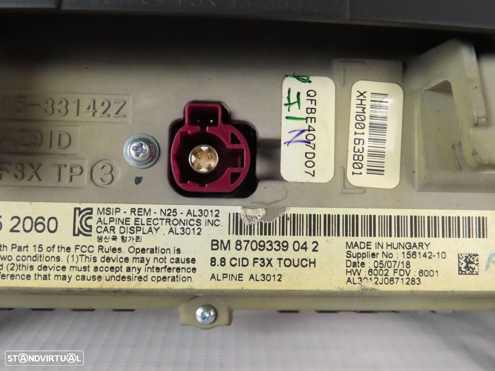 Monitor/ Display Central 8,8" Touch GPS Profissional Seminovo/ Original BMW 1 (F... - 3