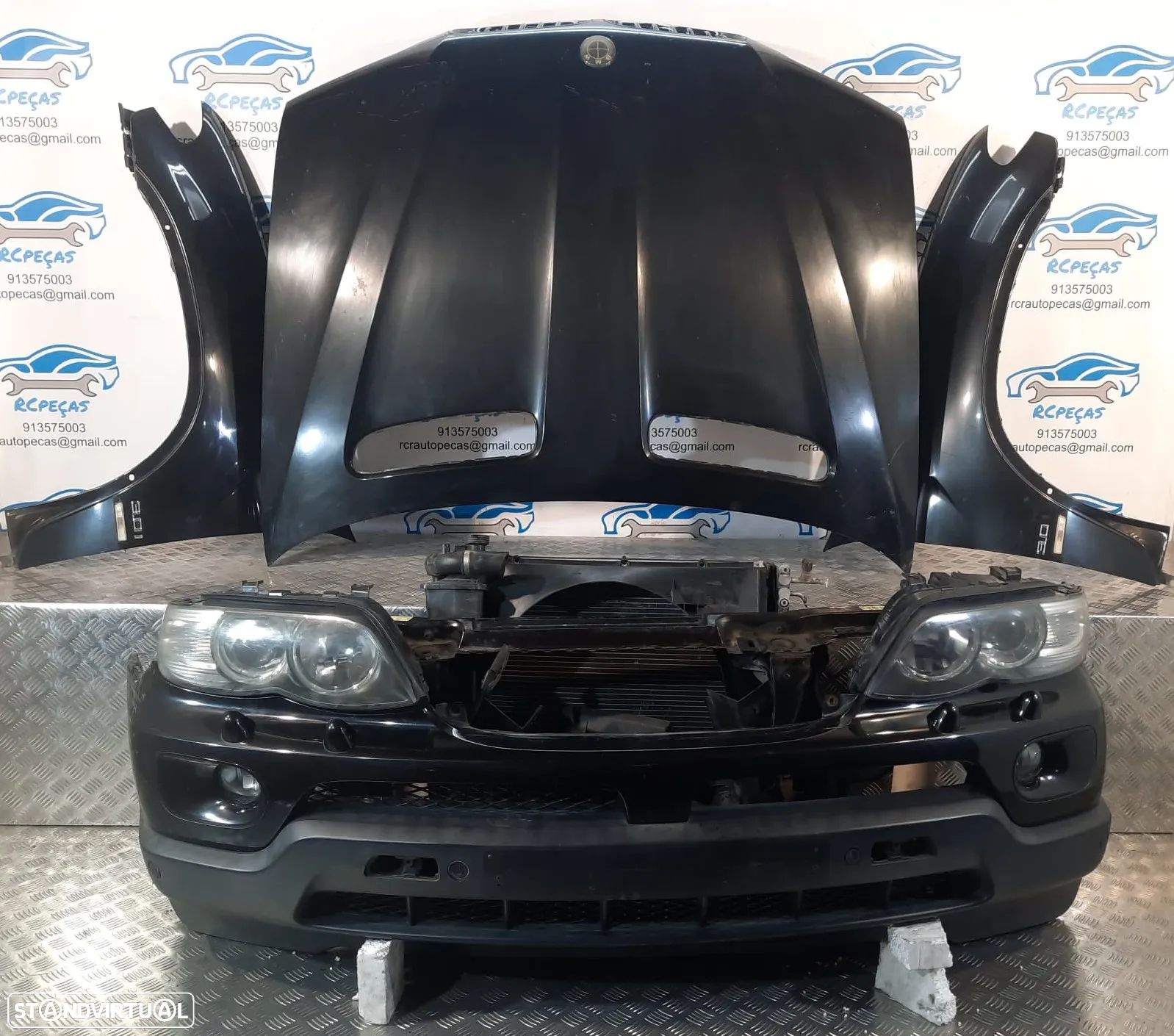 FRENTE COMPLETA BMW X5 E53 LCI CAPOT PARACHOQUES SENSORES GUARDA-LAMAS OTICAS XENON RADIADOR VENTILADOR FRENTE FIBRA REFORÇO - 1