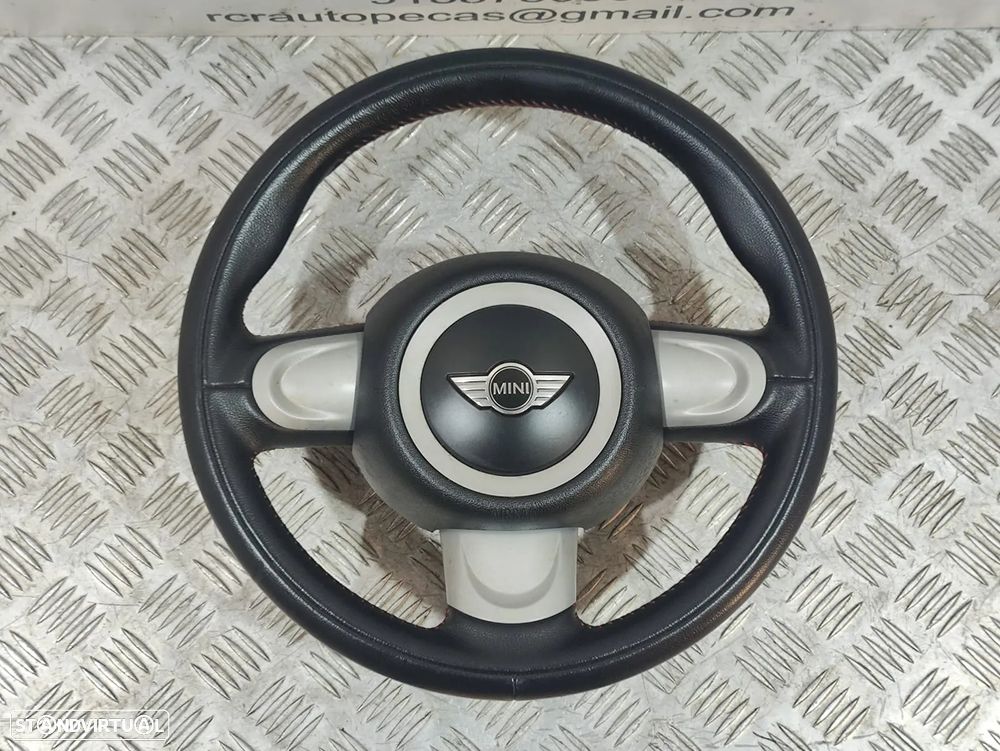 Volante completo 3 braços Mini Cooper R56 em pele com costura vermelha 6794624 - 10