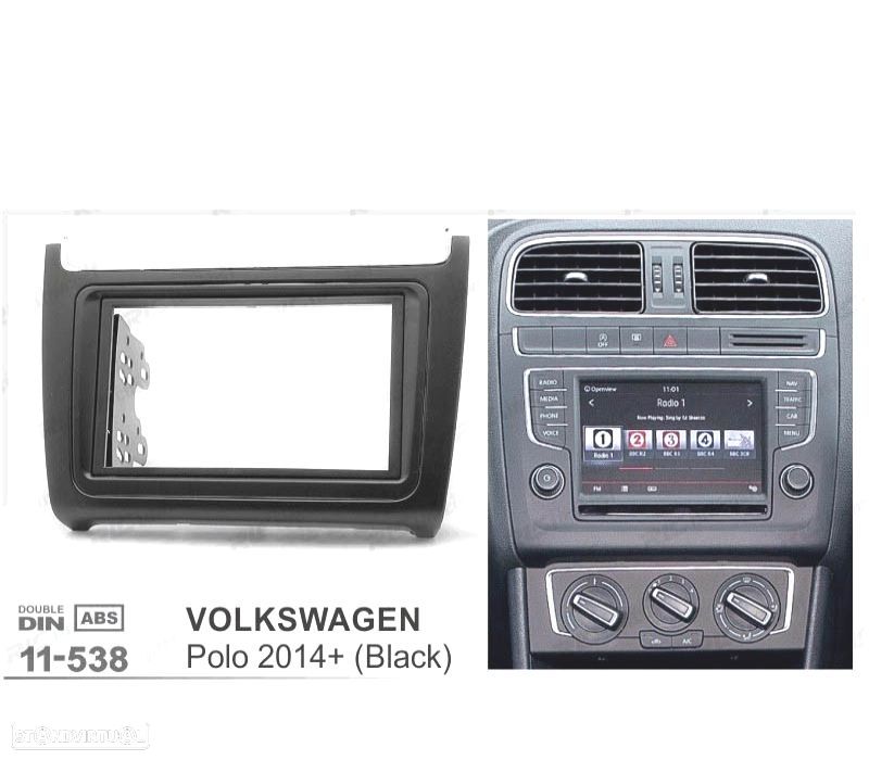 MOLDURA ADAPTADOR PRETO COMPLETO DE RÁDIO 2-DIN PARA VOLKSWAGEN VW POLO 14+ - 2