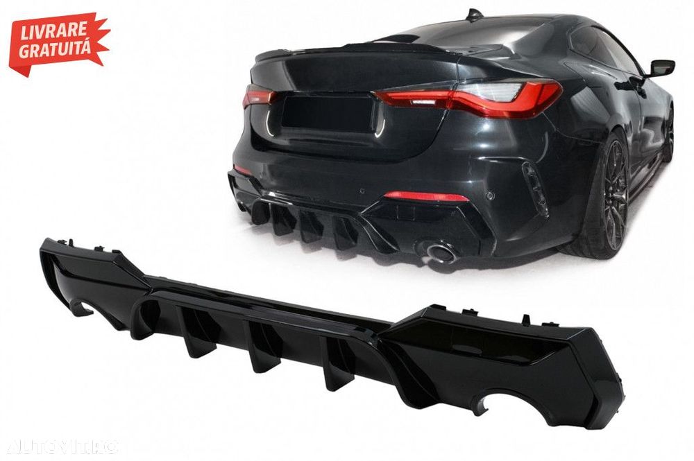 Difuzor Bara Spate BMW 4 Series G22 G23 M Sport (2020-up) Negru Lucios - 1
