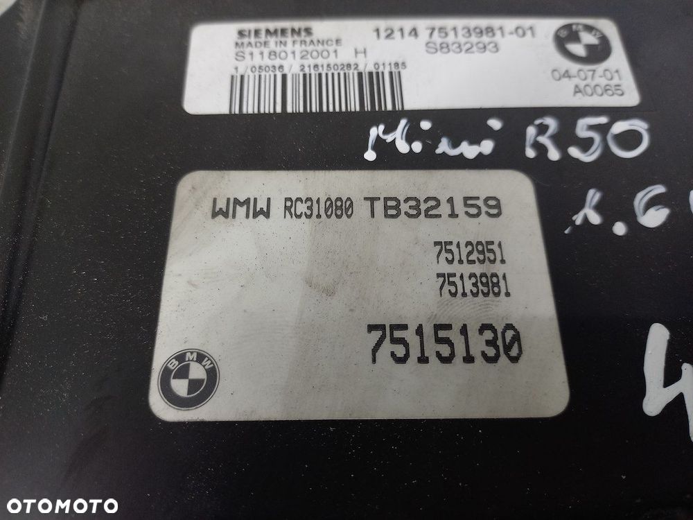KOMPUTER, STEROWNIK MINI R50 12147513981-01  S118012001H 1.6 16V - 5