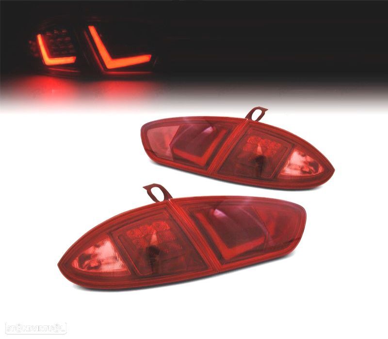 FAROLINS TRASEIROS SEAT LEON 1P 09-12 LIGHT BAR VERMELHO FUMADO FACELIFT LOOK - 1
